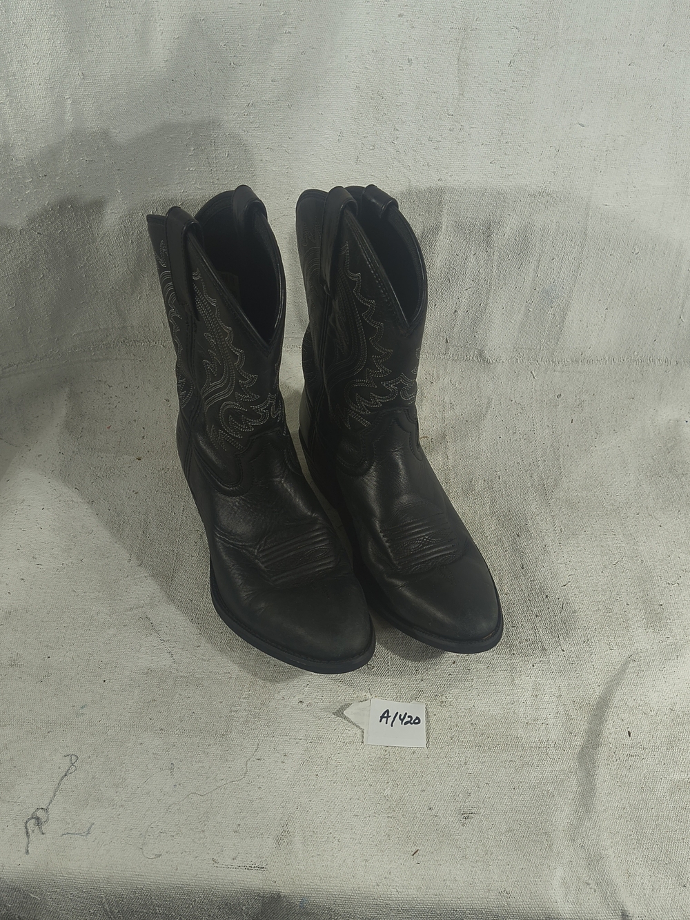 Black Kids Size 5 M Western-Inspired Leather Slip On Boots By Durango